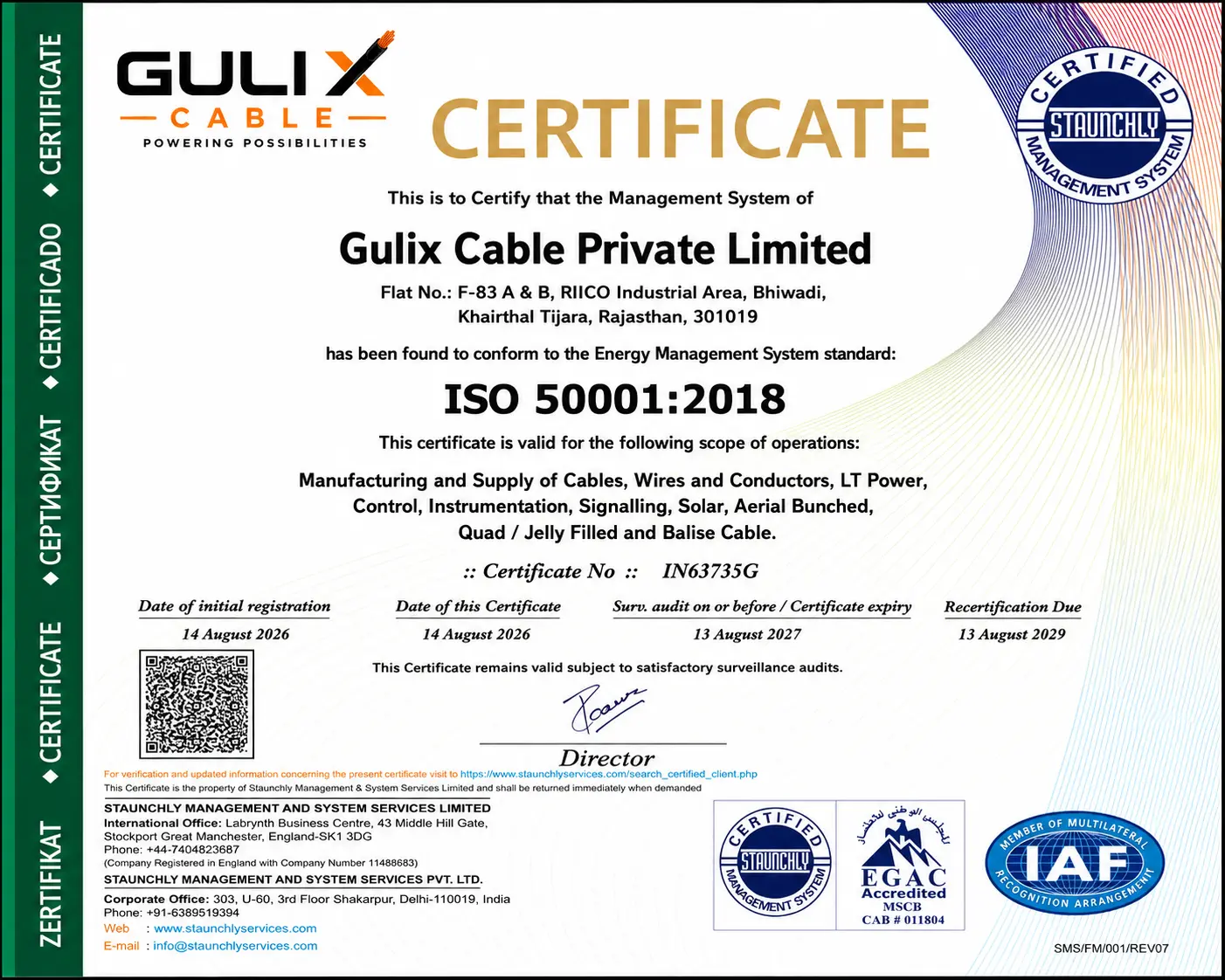 ISO 50001 2018 Gulix Cable